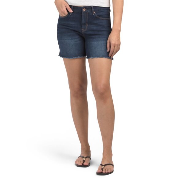 NICOLE MILLER NEW YORK Dark Blue Perfection Fray Denim Shorts - Picture 1 of 2